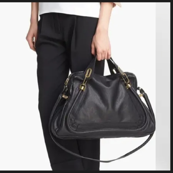 Chloe Handbags - Chloe Paraty Black Large Leather Satchel